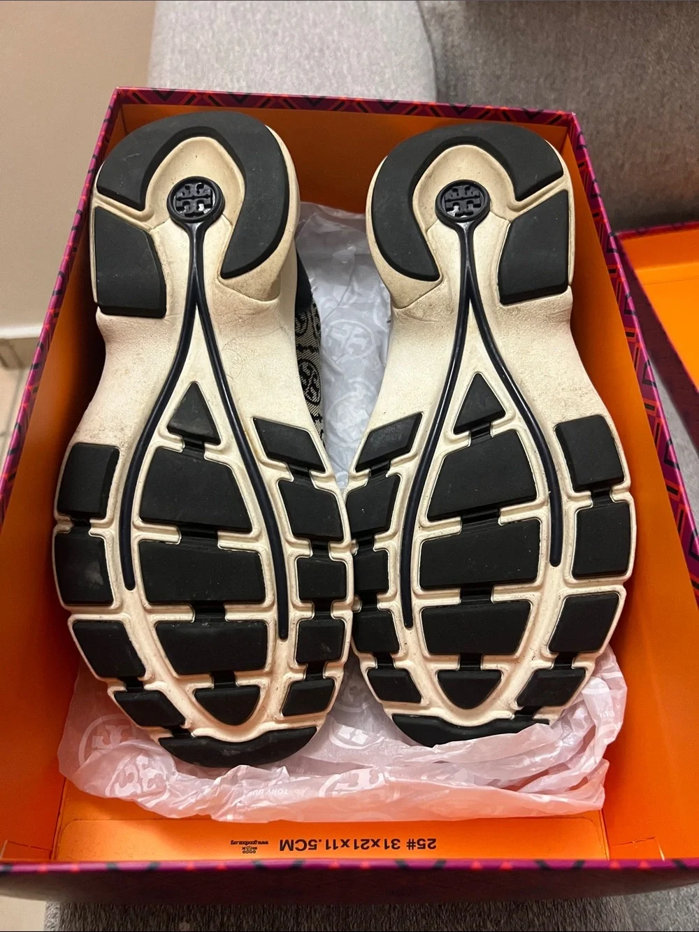 Tory Burch Navy & Cream Monogram Trainer Sneakers